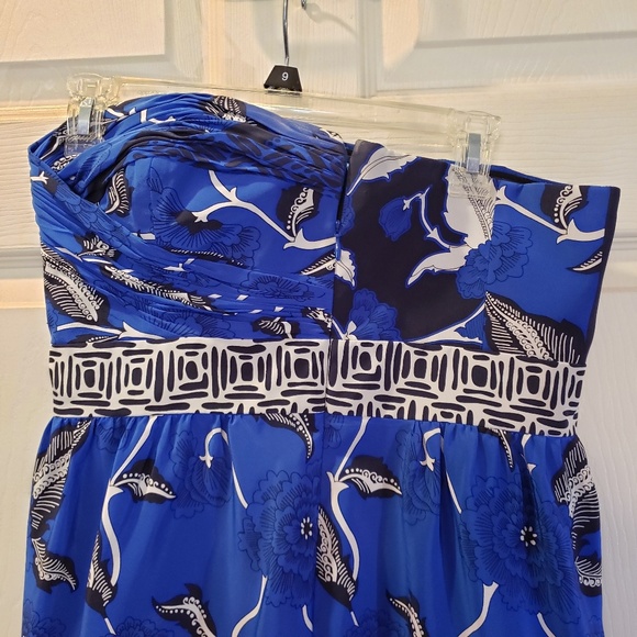 Tibi Blue/Black/White Floral Pattern Silk Dress - Picture 4 of 4